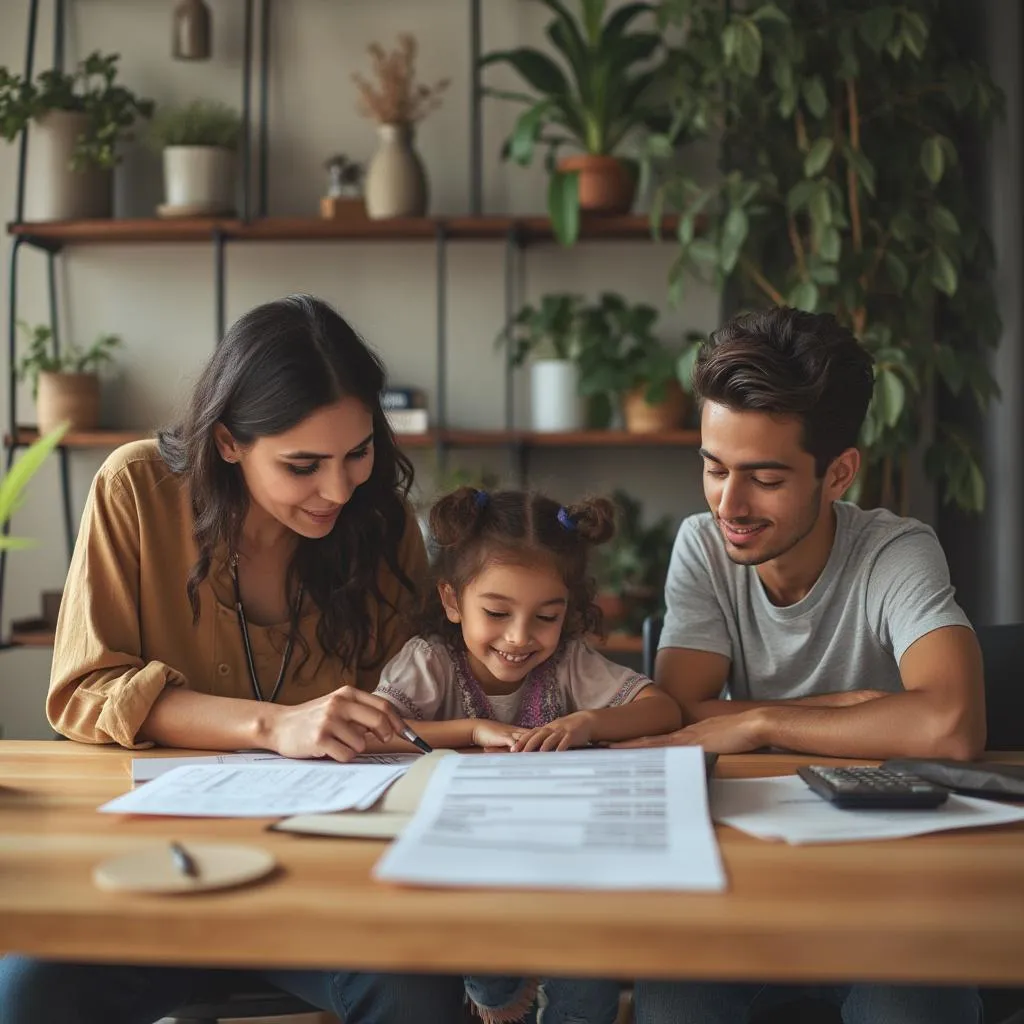 Família brasileira planejando finanças