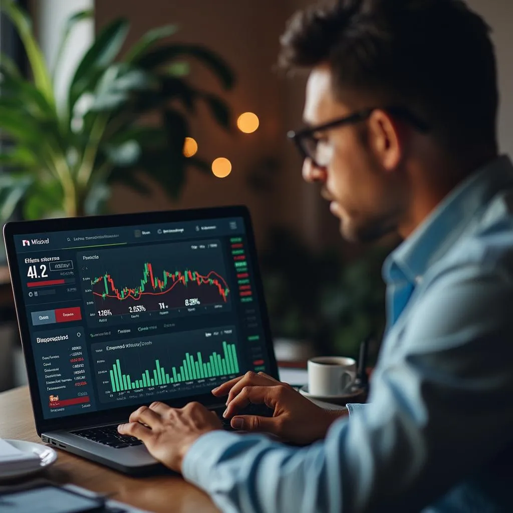 Pessoa analisando investimentos para reserva